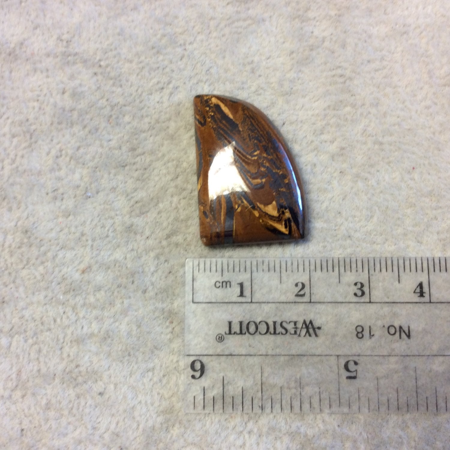 Single OOAK Natural Tiger Iron Freeform Sail Shaped Flat Back Cabochon - Measuring 19mm x 28mm, 5mm Dome Height - High Quality Gemstone