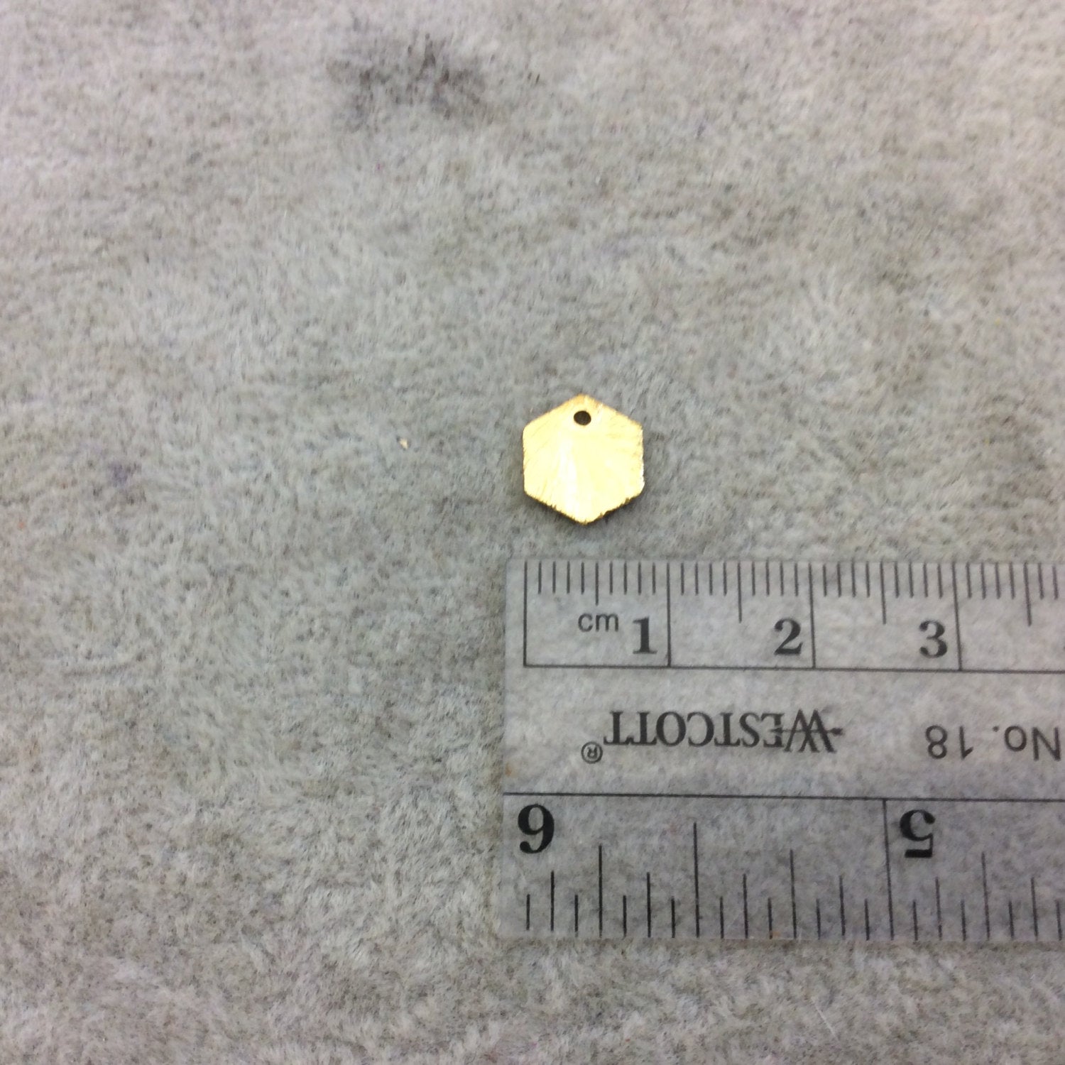 8mm x 10mm Gold Brushed Finish Blank Hexagon Shaped Plated Copper Components - Sold in Pre-Counted Bulk Packs of 10 Pieces - (188-GD)