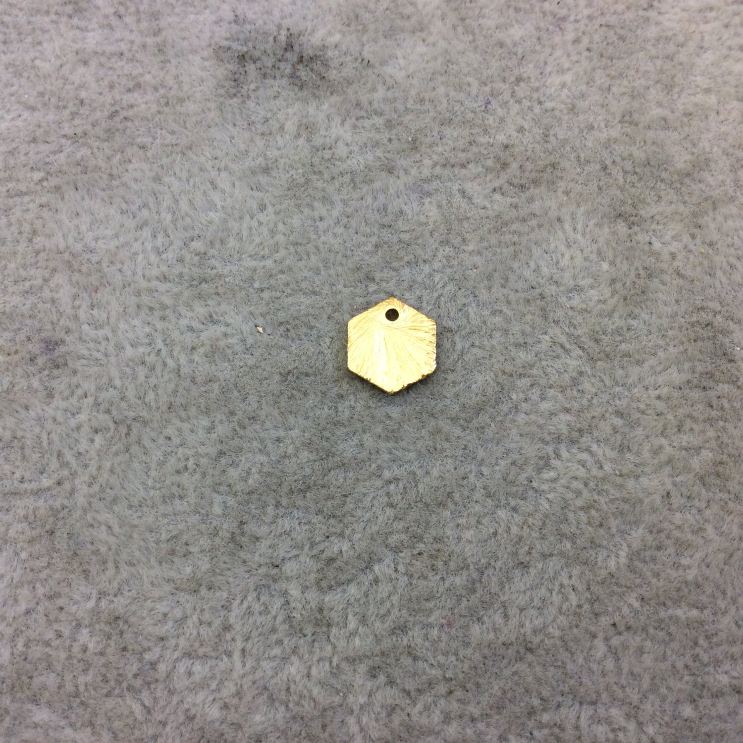 8mm x 10mm Gold Brushed Finish Blank Hexagon Shaped Plated Copper Components - Sold in Pre-Counted Bulk Packs of 10 Pieces - (188-GD)