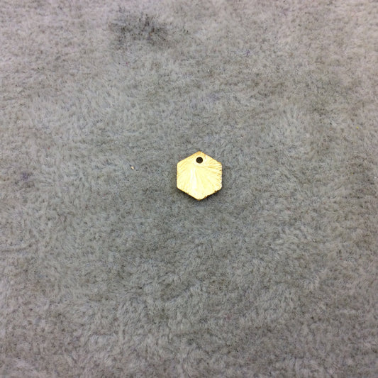 8mm x 10mm Gold Brushed Finish Blank Hexagon Shaped Plated Copper Components - Sold in Pre-Counted Bulk Packs of 10 Pieces - (188-GD)
