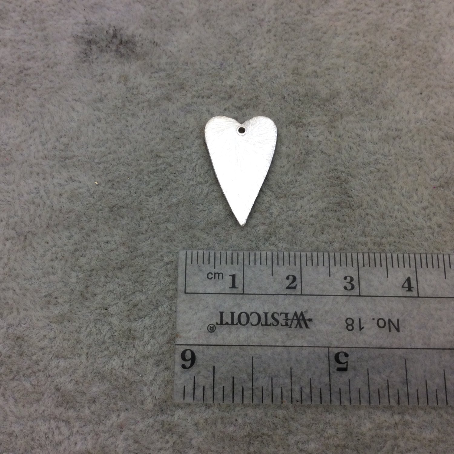 Medium Sized Silver Plated Copper Long Skinny Heart Shaped Pendant/Charm Components - Measuring 13mm x 21mm - Sold in Packs of 10 (238-SV)