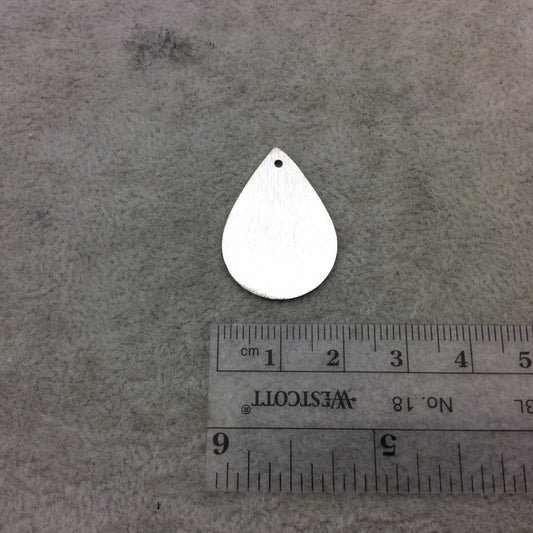 19mm x 27mm / 20mm x 30mm Silver Brushed Finish Blank Teardrop Shaped Plated Copper Components - Sold in Packs of 10 Pieces - (127-SV/63)