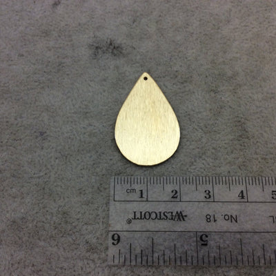 21mm x 33mm Gold Brushed Finish Blank Teardrop Shaped Plated Copper Components - Sold in Pre-Counted Bulk Packs of 10 Pieces - (129-GD)