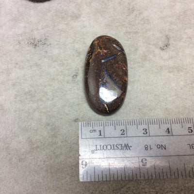 OOAK Oval Shaped Australian Boulder Opal Flat Back Cabochon - Measuring 26mm x 41mm, 7mm Dome Height - Natural High Quality Gemstone