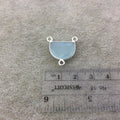 Sterling Silver Faceted Half Moon Shaped Pale Aqua Hydro (Man-made) Chalcedony Bezel Pendant - Measuring 16mm x 12mm - Sold Individually