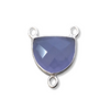 Pale Blue Hydro Chalcedony Bezel | Sterling Silver Faceted Half Moon Shaped (Man made) Pendant Connector- Measuring 16mm x 12mm