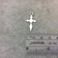 Medium Sized Silver Plated Copper Pointed Gothic Cross Shaped Pendant/Charm Components - Measuring 15mm x 22mm -Sold in Packs of 10 (214-SV)