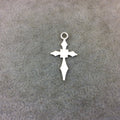 Medium Sized Silver Plated Copper Pointed Gothic Cross Shaped Pendant/Charm Components - Measuring 15mm x 22mm -Sold in Packs of 10 (214-SV)