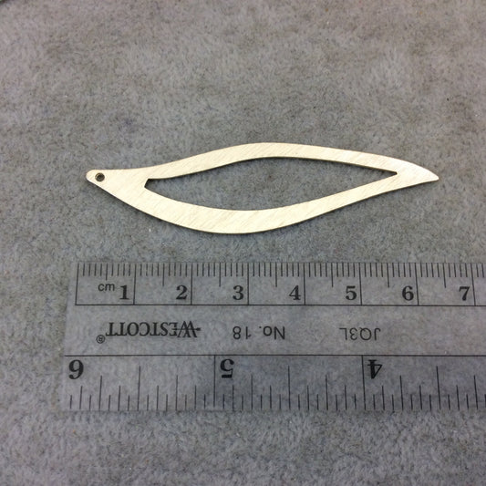 17mm x 66mm Gold Brushed Finish Thick Leaf Shaped Plated Copper Components - Sold in Pre-Counted Bulk Packs of 10 Pieces - (089-GD)