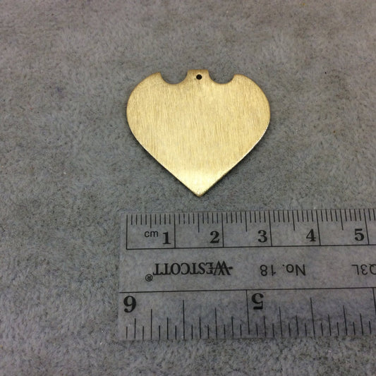 Large Sized Gold Plated Copper Blank Pointed Heart/Shield Shaped Pendant Components - Measuring 33mm x 31mm - Sold in Packs of 10 (240-GD)