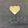 Large Sized Gold Plated Copper Blank Pointed Heart/Shield Shaped Pendant Components - Measuring 33mm x 31mm - Sold in Packs of 10 (240-GD)