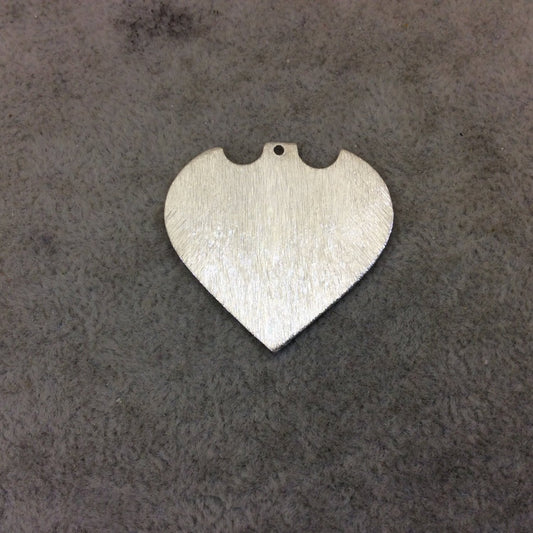 Large Sized Silver Plated Copper Blank Pointed Heart/Shield Shaped Pendant Components - Measuring 33mm x 31mm - Sold in Packs of 10 (240-SV)