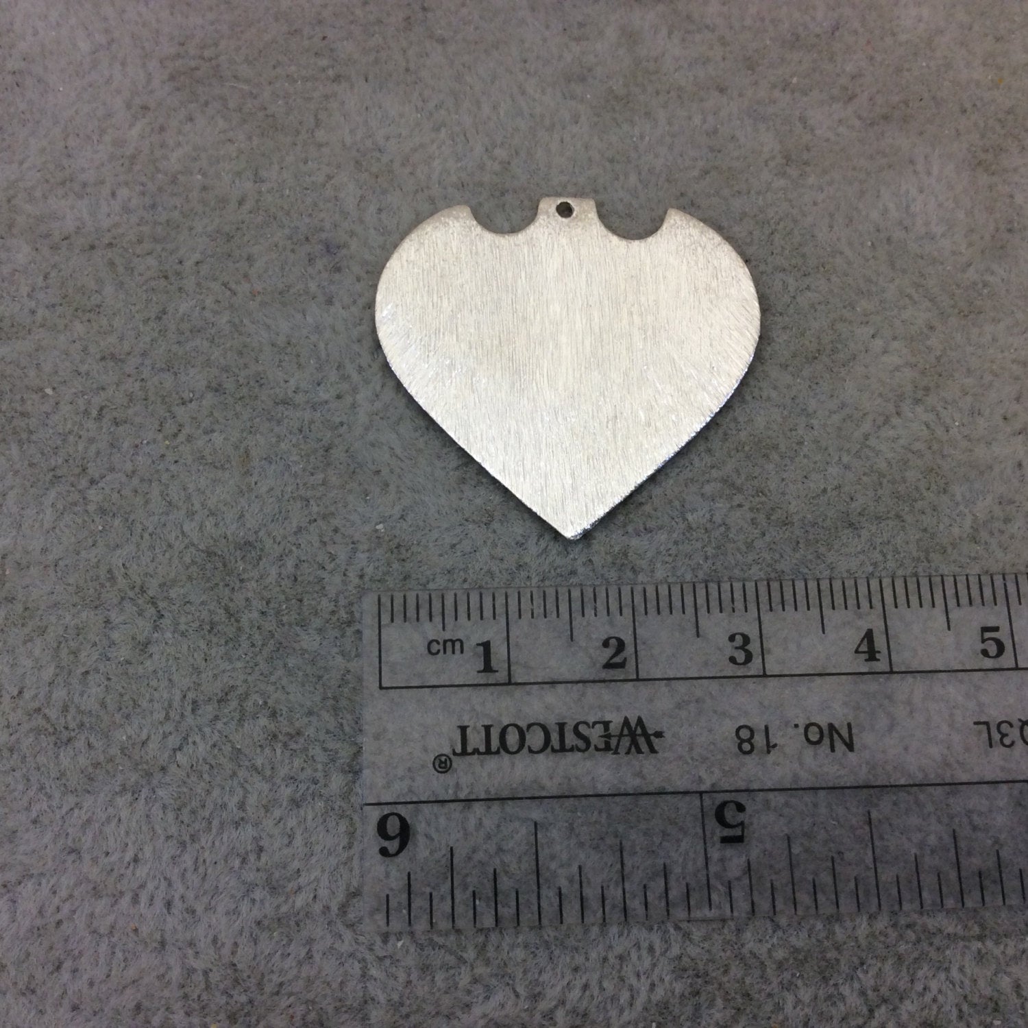 Large Sized Silver Plated Copper Blank Pointed Heart/Shield Shaped Pendant Components - Measuring 33mm x 31mm - Sold in Packs of 10 (240-SV)