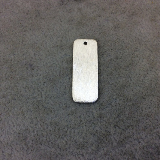 11mm x 28mm Silver Brushed Finish Blank Rectangle Shaped Plated Copper Components - Sold in Pre-Counted Bulk Packs of 10 Pieces - (169-SV)