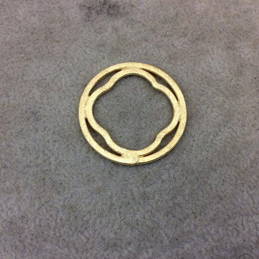 30mm Gold Brushed Finish Circular Quatrefoil Shaped Plated Copper Components - Sold in Pre-Counted Bulk Packs of 10 Pieces - (072-GD)