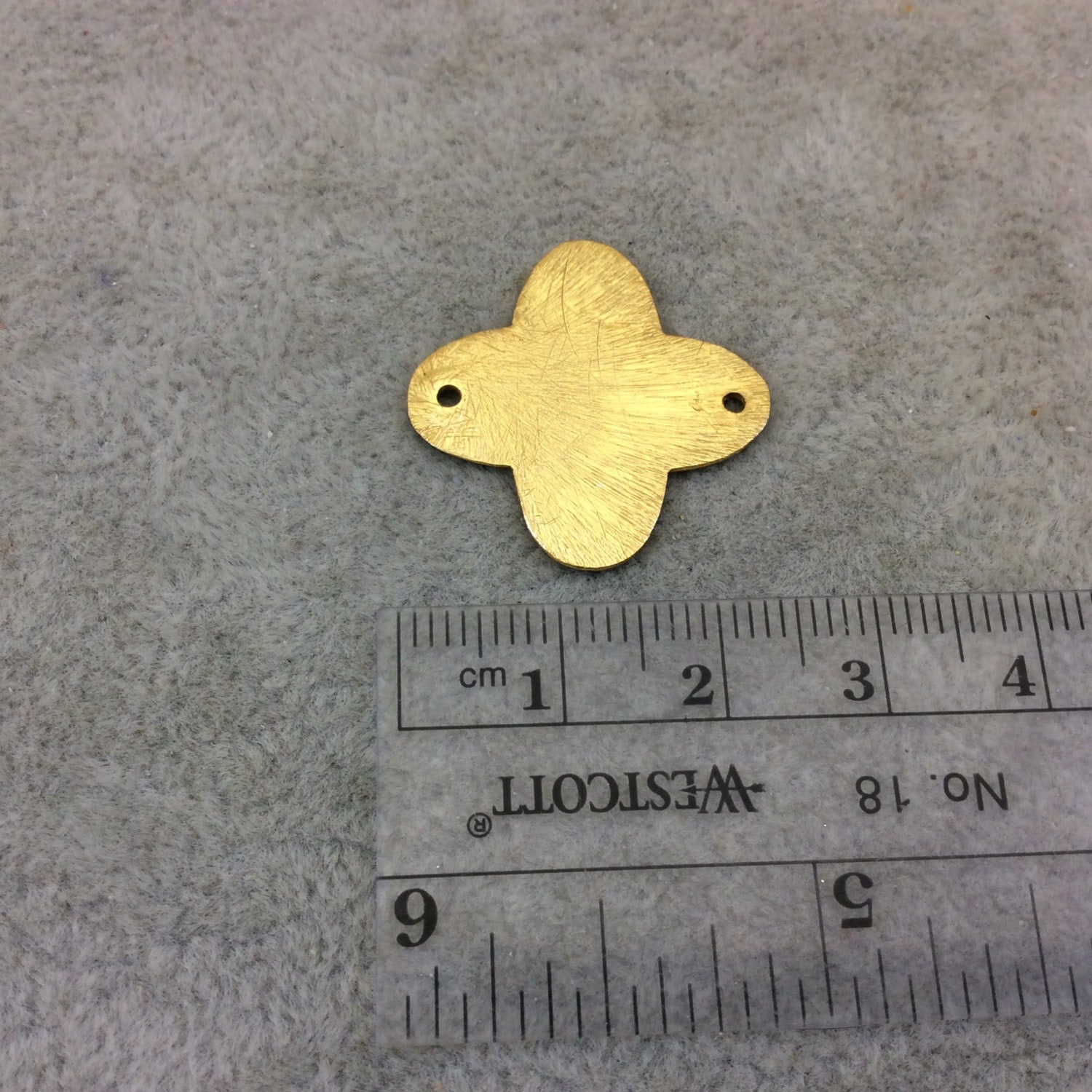 24mm Gold Brushed Finish Blank Quatrefoil Shaped Plated Copper Components - Sold in Pre-Counted Bulk Packs of 10 Pieces - (062-GD)
