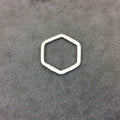 21mm x 23mm Silver Brushed Finish Open Hexagon Shaped Plated Copper Components - Sold in Pre-Counted Bulk Packs of 10 Pieces - (175-SV)