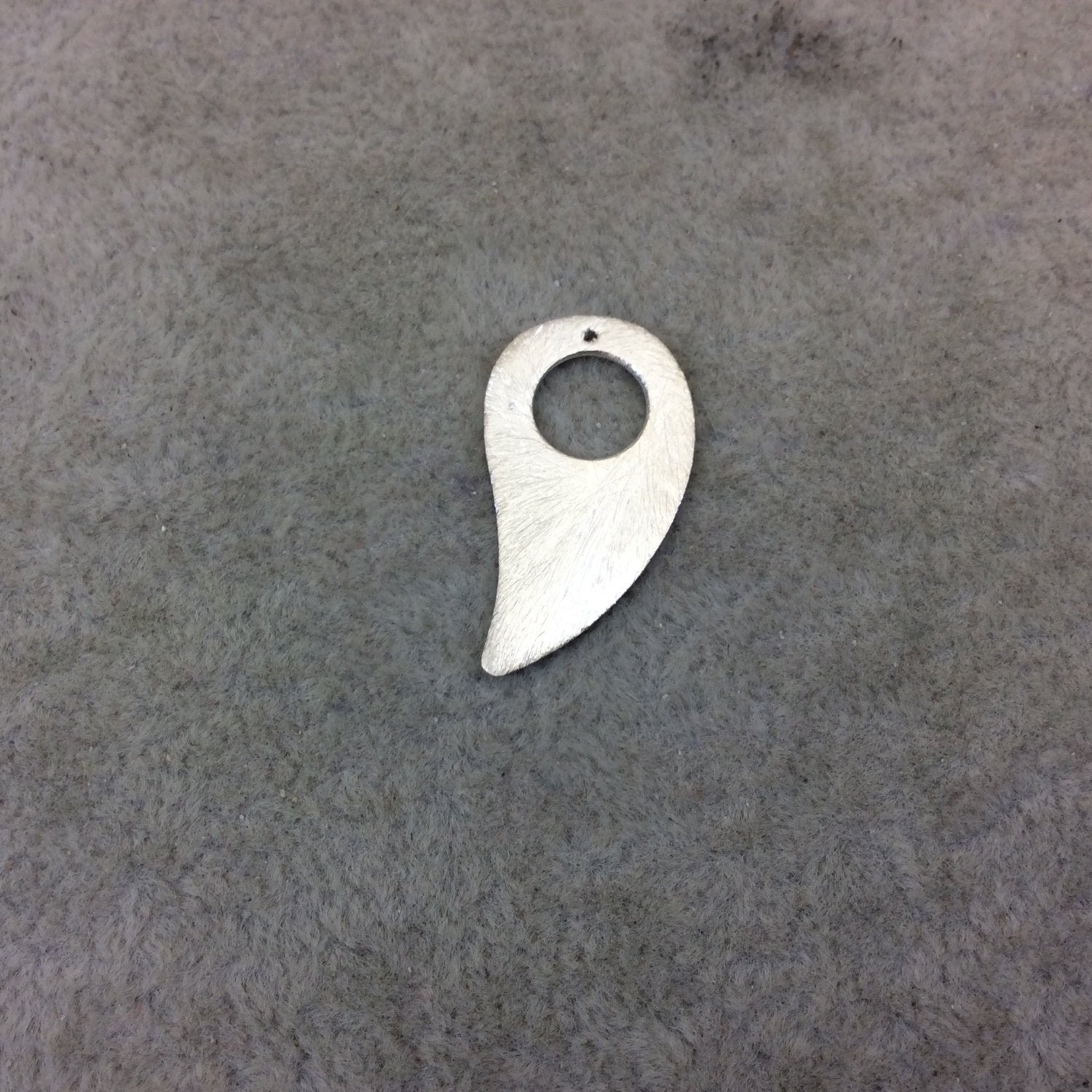 Medium Silver Plated Copper Circle Center Curved Teardrop Shaped Pendant Components - Measuring 14mm x 24mm - Sold in Packs of 10 (296-SV)