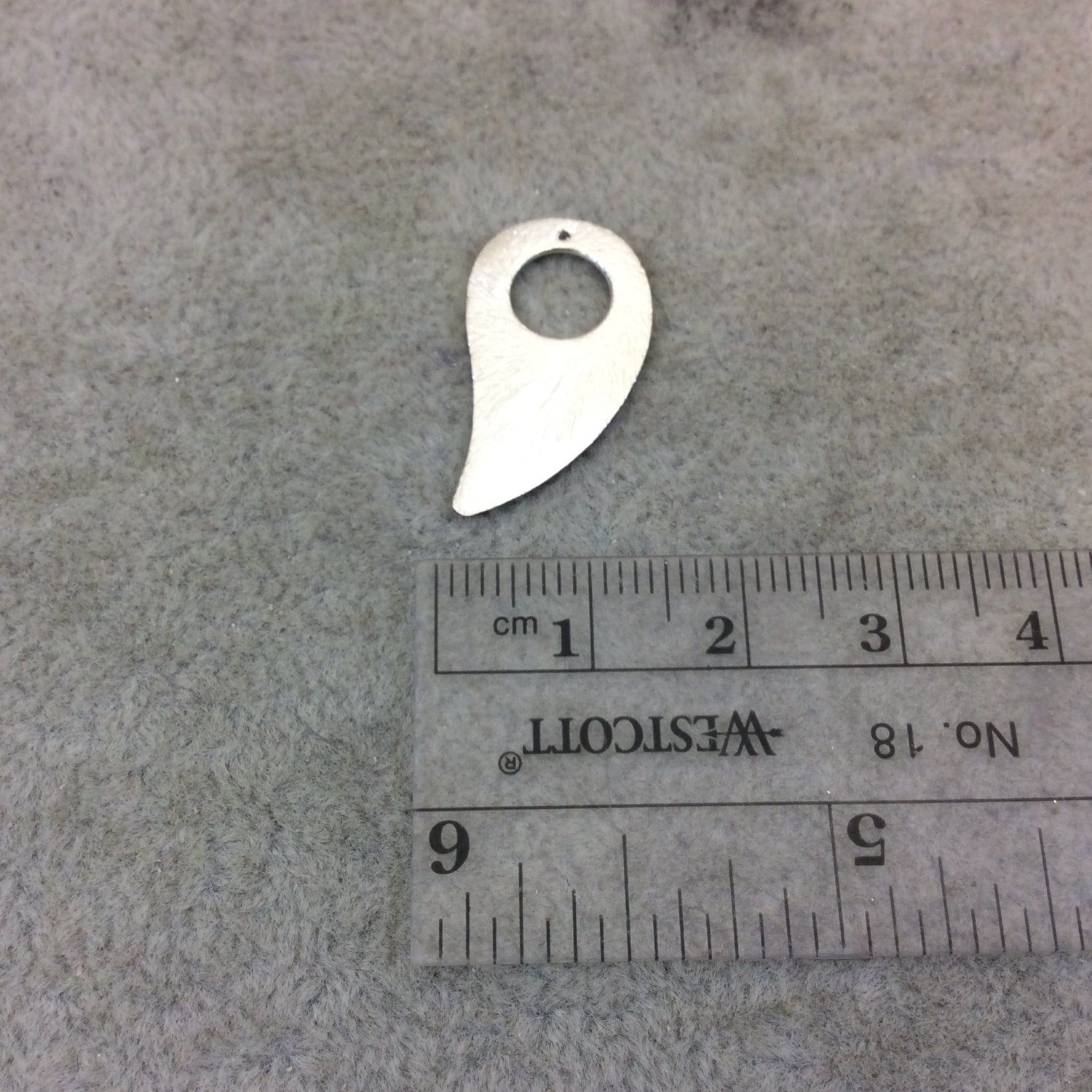 Medium Silver Plated Copper Circle Center Curved Teardrop Shaped Pendant Components - Measuring 14mm x 24mm - Sold in Packs of 10 (296-SV)