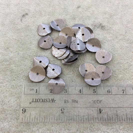 12mm Textured Gunmetal Plated Copper Wavy Disc/Heishi Washer Shape Components - Sold in Bulk Packs of 25 Pieces - Great as Bracelet Spacers!