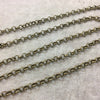 5' Section of 5mm Antique Bronze Plated Copper Round Link Rolo Style Chain - Available in Four Different Finishes, Check Related Links!