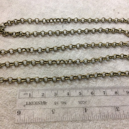 5' Section of 5mm Antique Bronze Plated Copper Round Link Rolo Style Chain - Available in Four Different Finishes, Check Related Links!