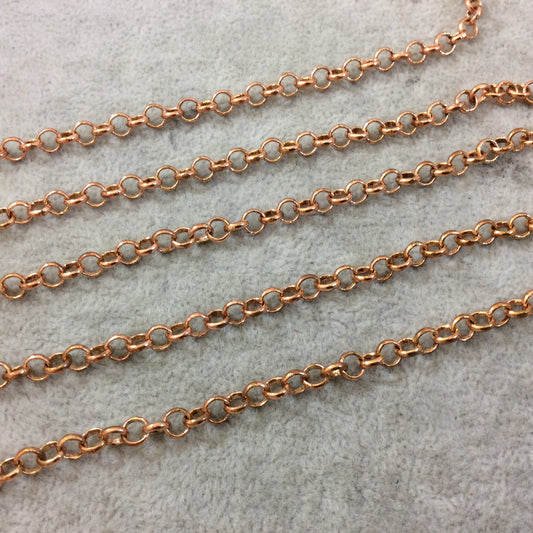 5' Section of 5mm Medium Copper Plated Copper Round Link Rolo Style Chain - Available in Four Different Finishes, Check Related Links!