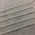 5' Section of 4mm Bright Silver Plated Copper Round Link Rolo Style Chain - Available in Four Different Finishes, Check Related Links!
