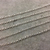 5' Section of 3mm Bright Silver Plated Copper Round Link Rolo Style Chain - Available in Four Different Finishes, Check Related Links!