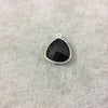 Sterling Silver Faceted Heart Shaped Jet Black Hydro (Man-made) Onyx Bezel Pendant - Measuring 18mm x 18mm - Sold Individually