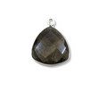 Sterling Silver Faceted Trillion Shaped Smoky Brown Hydro (Man-made) Quartz Bezel Pendant - Measuring 16mm x 16mm - Sold Individually