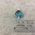Sterling Silver Faceted Trillion Shaped Light Teal Blue Hydro (Man-made) Quartz Bezel Connector - Measuring 16mm x 16mm - Sold Individually