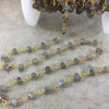 Gold Plated Copper Wrapped Rosary Chain with 6-7mm Faceted Natural Labradorite Rondelle Beads (CH324-GD) - Sold by 1' Cut Sections!