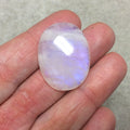 OOAK Single AAA Oval Shaped Iridescent Blue Moonstone Flat Back Cabochon - Measuring 24mm x 31mm, 7mm Dome Height - Gemstone Cab