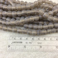 7mm Matte Smoke Gray/Brown Irregular Rondelle Shaped Indian Beach/Sea Glass Beads - Sold by 16.25" Strands - Approx. 61 Beads per Strand