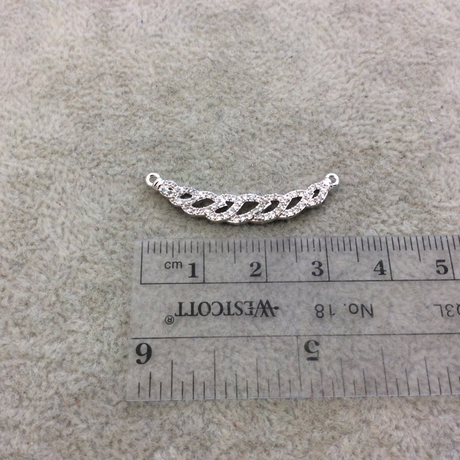 Silver Plated CZ Cubic Zirconia Inlaid Twisted U-Shaped Copper Pendant - Measuring 5mm x 30mm  - Available in Four Colors, See Related!