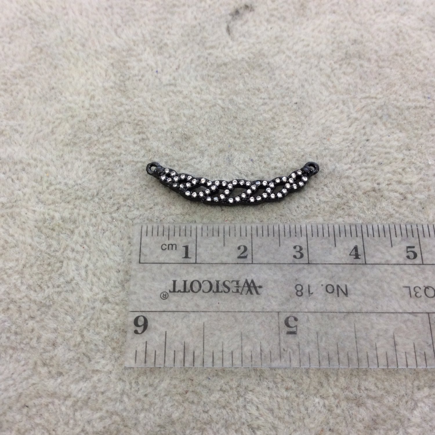 Black Metal Plated CZ Cubic Zirconia Inlaid Twisted U-Shaped Copper Pendant - Measuring 5mm x 30mm  - Available in Four Colors, See Related!