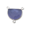 Sterling Silver Faceted Half Moon Shaped Pale Blue Hydro (Man-made) Chalcedony Bezel Pendant - Measuring 20mm x 15mm - Sold Individually