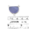 Sterling Silver Faceted Half Moon Shaped Pale Blue Hydro (Man-made) Chalcedony Bezel Pendant - Measuring 20mm x 15mm - Sold Individually