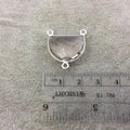 Sterling Silver Faceted Half Moon Shaped Pale Light Pink Hydro (Man-made) Quartz Bezel Pendant - Measuring 20mm x 15mm - Sold Individually