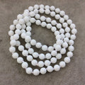 36" Hand-Knotted White Thread Necklace Featuring 8mm Faceted Polished Finish Round/Ball Shaped Dyed Opaque White Agate Beads - LIMITED STOCK
