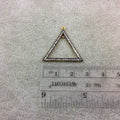 Oxidized Gold Finish Two-Ringed Triangle Shaped CZ Cubic Zirconia Inlaid Plated Copper Pendant - Measuring 27mm x 27mm  - Sold Individually