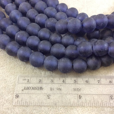 14mm Matte Denim Blue Irregular Rondelle Shaped Indian Beach/Sea Glass Beads - Sold by 16" Strands - Approximately 28 Beads per Strand