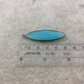 Gunmetal Plated Faceted Aqua Hydro (Lab Created) Chalcedony Marquise Shaped Bezel Pendant - Measuring 13mm x 46mm - Sold Individually