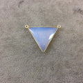 Gold Plated Faceted White Opalite (Manmade Glass) Inverted Triangle Shaped Bezel Pendant - Measuring 30mm x 30mm - Sold Individually