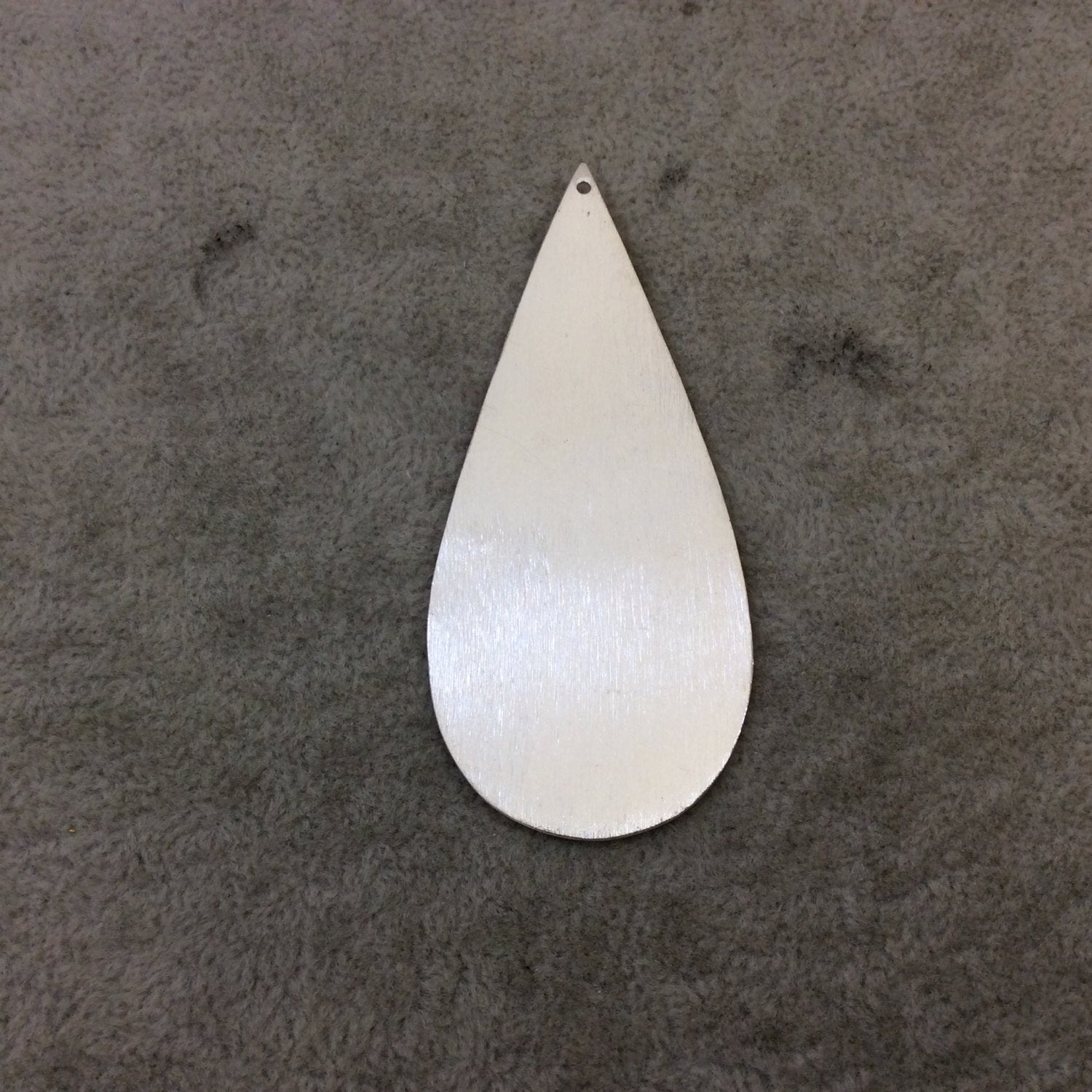 31mm x 71mm Silver Brushed Finish Blank Teardrop Shaped Plated Copper Components - Sold in Pre-Counted Bulk Packs of 10 Pieces - (130-SV)