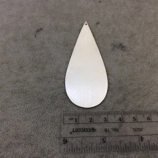 31mm x 71mm Silver Brushed Finish Blank Teardrop Shaped Plated Copper Components - Sold in Pre-Counted Bulk Packs of 10 Pieces - (130-SV)