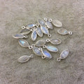 Moonstone Bezels | BULK PACK of Six (6) Sterling Silver Pointed Cut Stone Faceted Marquise Shaped Pendants - Measuring 4mm x 8mm
