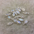 Moonstone Bezels | BULK PACK of Six (6) Sterling Silver Pointed Cut Stone Faceted Marquise Shaped Pendants - Measuring 5mm x 10mm