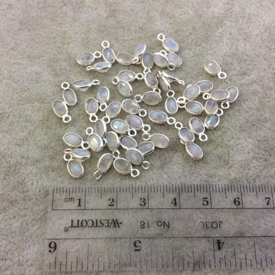 BULK PACK of Six (6) Sterling Silver Pointed/Cut Stone Faceted Oval/Oblong Shaped Moonstone Bezel Pendant - Measuring 3mm x 6mm